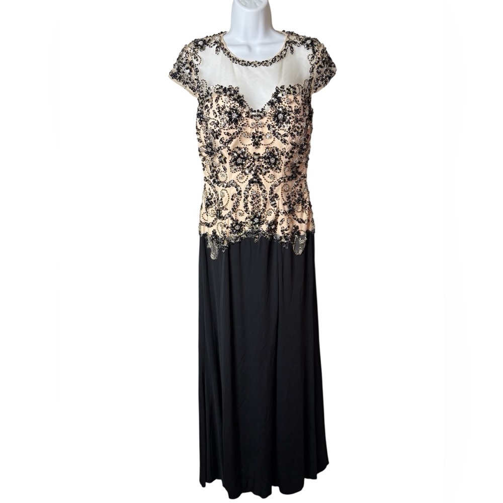 Bicici & Coty Womens Sz L Black Cream Sequin Sleeveless Maxi Evening Gown Formal - Picture 3 of 10